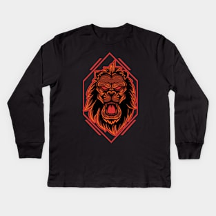 lion head illustration Kids Long Sleeve T-Shirt